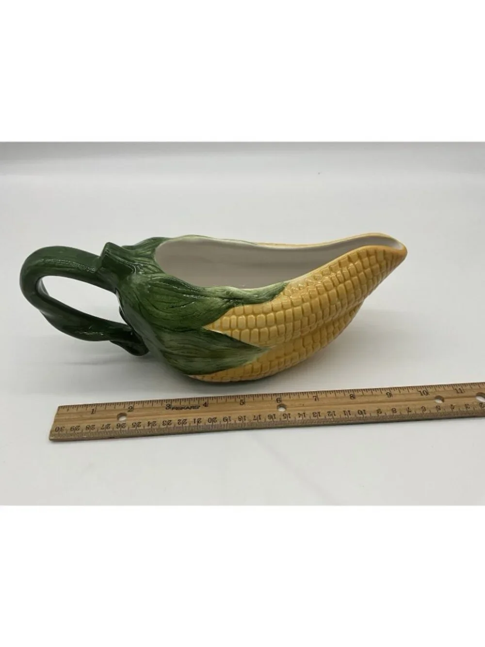 Samware Vintage Majolica Yellow Corn Gravy Boat and Underplate Retro 1970's 1980